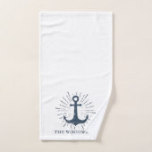 Gepersonaliseerde familienaam nautische marine bla bad handdoek (Handdoek)