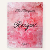 Gepersonaliseerde familienaam op  roze bloemen notitieboek (Voorkant)