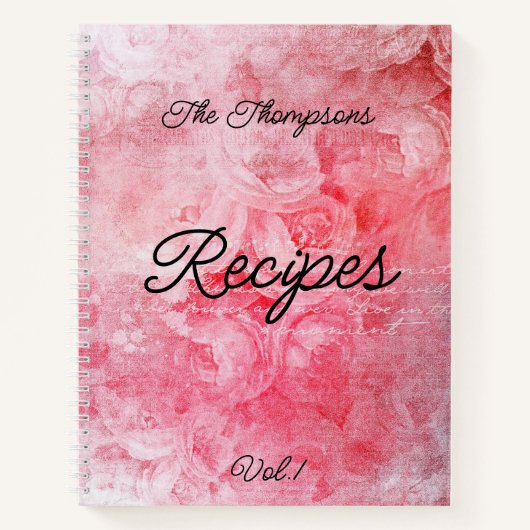 Gepersonaliseerde familienaam op roze bloemen notitieboek (Voorkant)