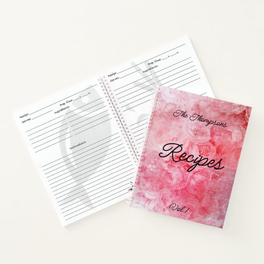 Gepersonaliseerde familienaam op  roze bloemen notitieboek (Binnen)