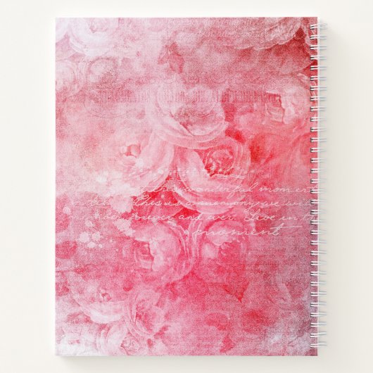 Gepersonaliseerde familienaam op  roze bloemen notitieboek (Achterkant)