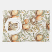 Gepersonaliseerde familienaam Pasen Beige rustiek Theedoek (Horizontaal)