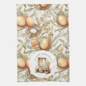 Gepersonaliseerde familienaam Pasen Beige rustiek Theedoek (Verticaal)