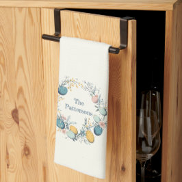 Gepersonaliseerde familienaam Pasen Bloemen Ei Kra Theedoek