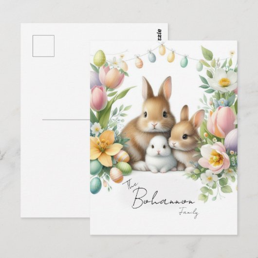 Gepersonaliseerde familienaam Pasen Briefkaart (Voorkant / Achterkant)