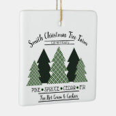 Gepersonaliseerde familienaam Plaid Christmas Tree Keramisch Ornament (Rechts)