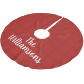 Gepersonaliseerde familienaam Red Check Plaid Rust Kerstboom Rok (Gekanteld)