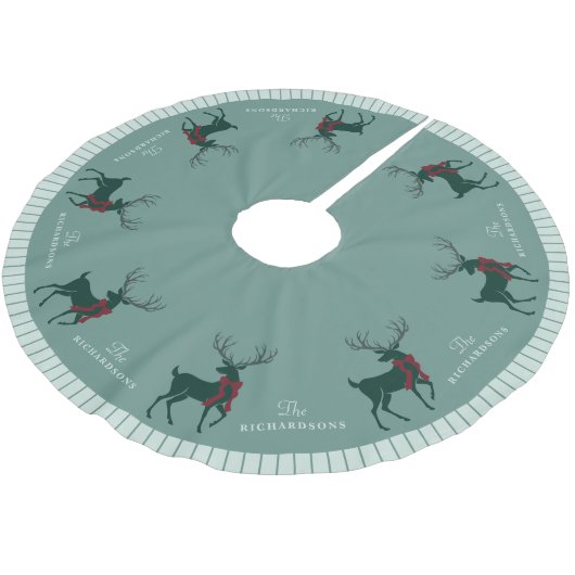 Gepersonaliseerde familienaam Rendier Kerstmis Kerstboom Rok (Gekanteld)