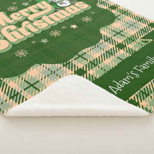 Gepersonaliseerde familienaam Retro Christmas Plai Sherpa Deken (3/4)