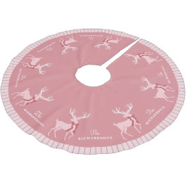 Gepersonaliseerde Familienaam Roze Rendier Kerstmi Kerstboom Rok