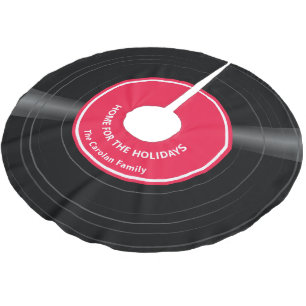Gepersonaliseerde familienaam Vinyl Record Rood Kerstboom Rok