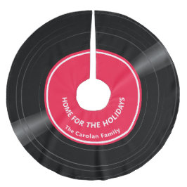 Gepersonaliseerde familienaam Vinyl Record Rood Kerstboom Rok