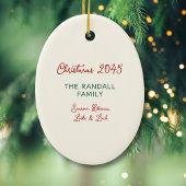 Gepersonaliseerde Familienaam Vrede op Aarde Krans Keramisch Ornament