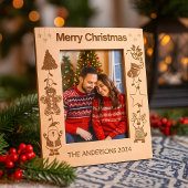 Gepersonaliseerde familienaam Vrolijk Kerstfeest Gegraveerde Lijstjes