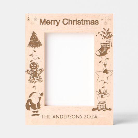 Gepersonaliseerde familienaam Vrolijk Kerstfeest Gegraveerde Lijstjes (Voorkant)