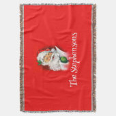 Gepersonaliseerde familienaam Winking Santa Christ Deken (Voorkant Verticaal)