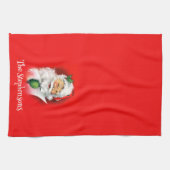 Gepersonaliseerde familienaam Winking Santa Christ Theedoek (Horizontaal)