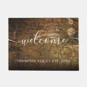 Gepersonaliseerde familienaam  Wood Rustic Deurmat (Voorkant)