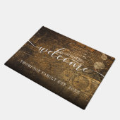 Gepersonaliseerde familienaam  Wood Rustic Deurmat (Schuin)