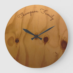 gepersonaliseerde familienaam wood rustic grote klok