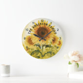 Gepersonaliseerde familienaam Zonnebloem Waterverf Grote Klok (Huis)