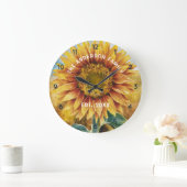 Gepersonaliseerde familienaam Zonnebloem Waterverf Grote Klok (Huis)
