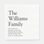 Gepersonaliseerde familienaamdefinitie servet (Voorkant)