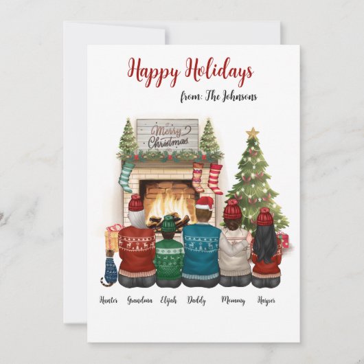 Gepersonaliseerde Familieportret Kerst Kaart (Voorkant)