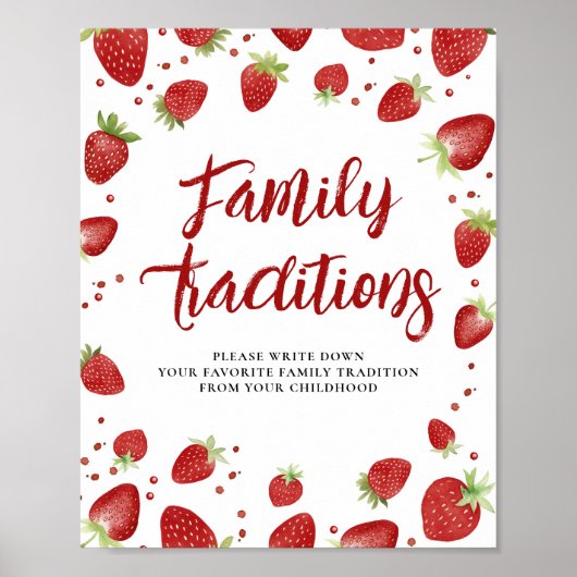Gepersonaliseerde familietradities Aardbeientekens Poster (Voorkant)