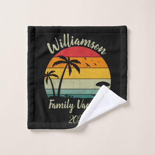 Gepersonaliseerde familievakantie bad handdoek (Wasdoekje)