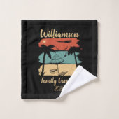Gepersonaliseerde familievakantie bad handdoek (Wasdoekje)