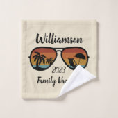 Gepersonaliseerde familievakantie bad handdoek (Wasdoekje)
