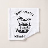 Gepersonaliseerde familievakantie bad handdoek (Wasdoekje)