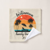 Gepersonaliseerde familievakantie bad handdoek (Wasdoekje)