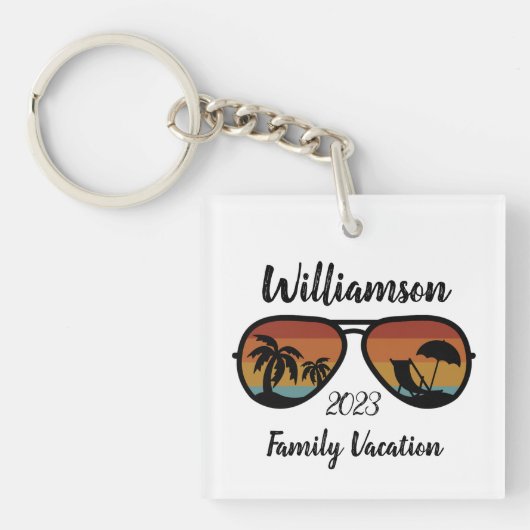 Gepersonaliseerde familievakantie sleutelhanger (voorkant)