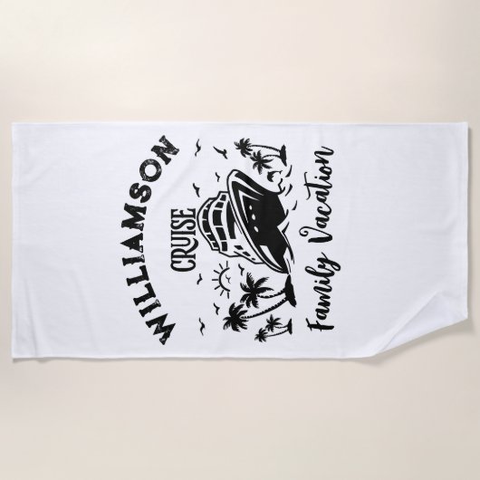 Gepersonaliseerde familievakantie strandlaken (Voorkant)