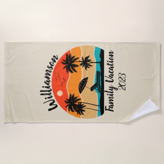 Gepersonaliseerde familievakantie strandlaken (Voorkant)