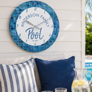  Gepersonaliseerde familiezwembadklok buiten decor Grote Klok