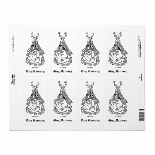 Gepersonaliseerde  Family Crest Bookplate Etiket (Full Sheet)