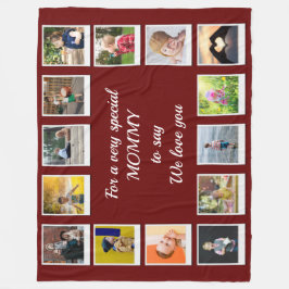 Gepersonaliseerde Family Square Photo Collage Rood Fleece Deken