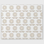 Gepersonaliseerde Fancy Merry Christmas Gold Silve Cadeaupapier (Vlak)