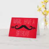 Gepersonaliseerde FanTASHtic Mustache Verjaardag K Kaart (Gele Bloem)