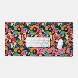 Gepersonaliseerde Fantastische Retro Bloemen Patro Bureaumat