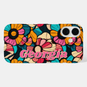 Gepersonaliseerde Fantastische Retro Bloemen Patro Case-Mate iPhone Case (Achterkant (horizontaal))