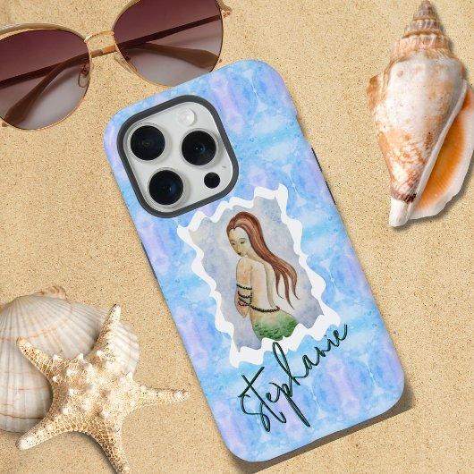 Gepersonaliseerde Fantasy Zeemeermin Waterverf Boh iPhone Hoesje