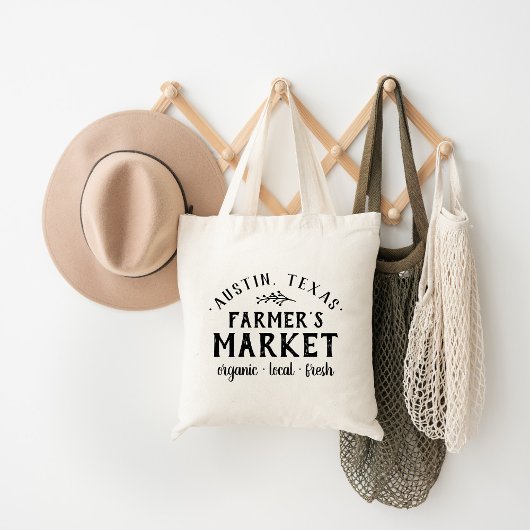 Gepersonaliseerde Farmer's Market Kruidenier Canva Tote Bag
