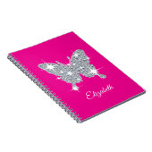 Gepersonaliseerde faux diamantsparkle butterfly notitieboek (Rechterzijde)
