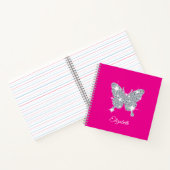 Gepersonaliseerde faux diamantsparkle butterfly notitieboek (Binnen)