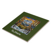 Gepersonaliseerde Faux Glas in lood Mountain Lands Tegeltje (Zijkant)