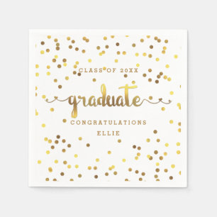Gepersonaliseerde Faux Gold Foil Confetti Afstuder Servet